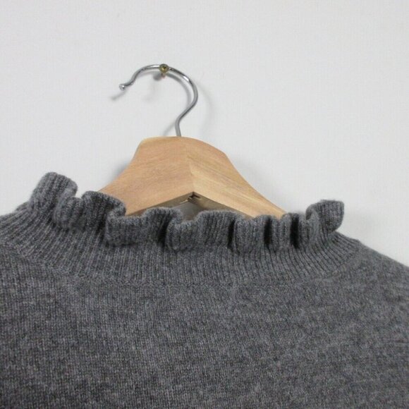 Club Monaco Womens Cashmere 100% Small Grey Ruffle Neck Sweater Top Luxury 180 - Picture 5 of 9